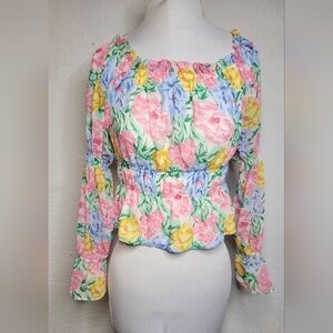 Wayf The Godfather Off the Shoulder Floral Print Blouse Size XS Lightweight Top